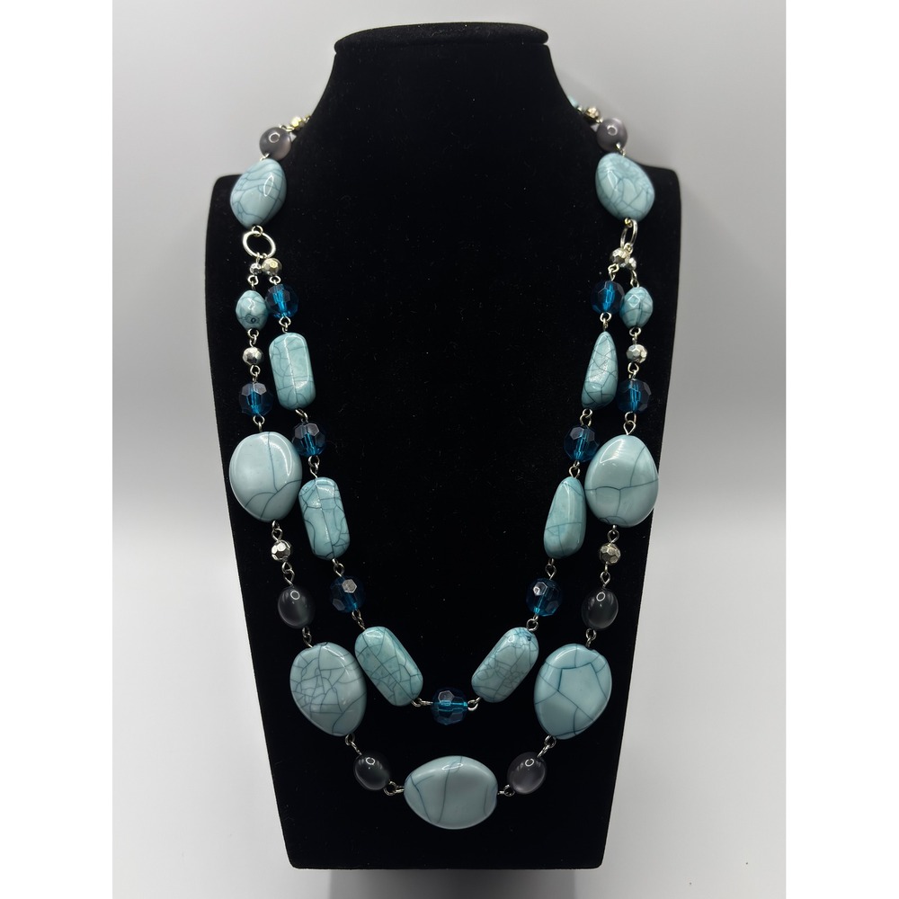 Sonoma Layered Necklace Womens OS Blue Faux Turquoise Beaded‎ Statement 20"